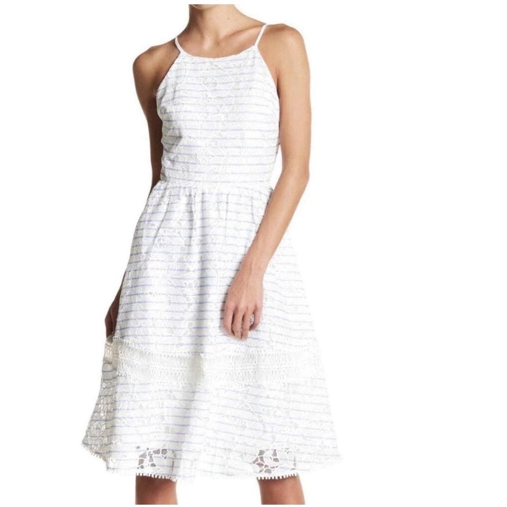 JOA Los Angeles White Blue Striped Dress Size XS